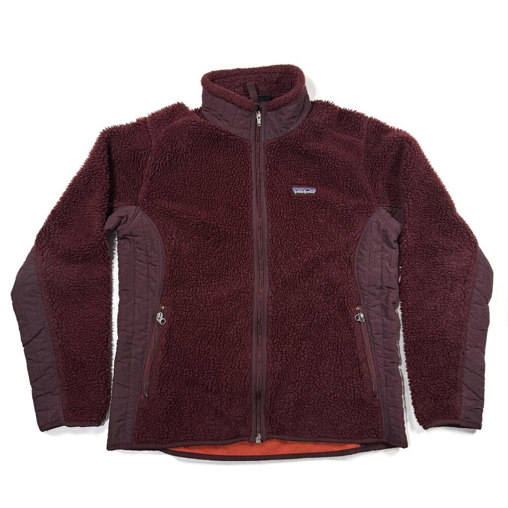 Patagonia Retro-X Sweater Womens Medium Full Zip Red Deep Pile Fleece